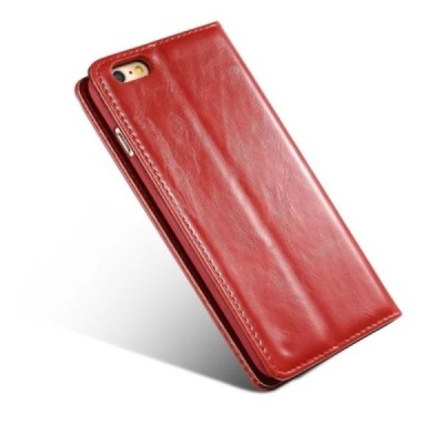 Apple iPhone 6 Plus / 6s Plus „CaseMe“ solidus atverčiamas raudonas odinis dėklas - knygutė / Priedai.lt
