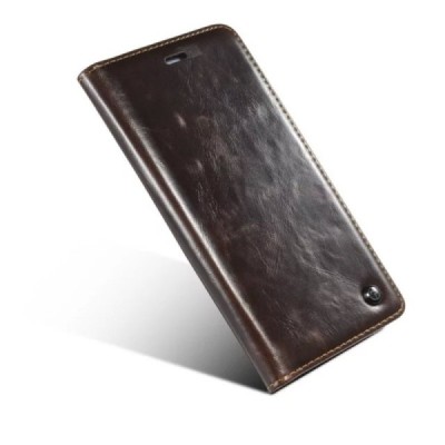 Apple iPhone 6 Plus / 6s Plus „CaseMe“ solidus atverčiamas rudas odinis dėklas - knygutė / Priedai.lt