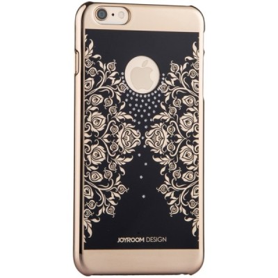 Apple iPhone 6s elegants „JOYROOM“ Flowers melns (zelta apmales) plastmasas apvalks ar spīduļiem / Vacins.lv