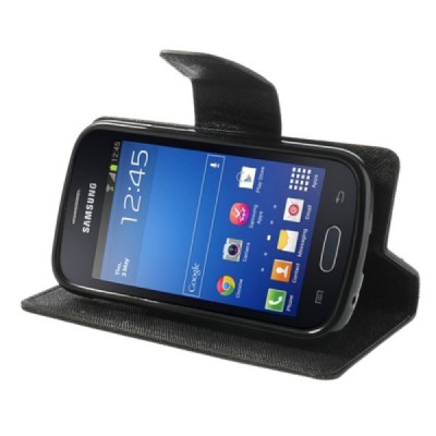 Samsung Galaxy Trend Lite (S7390) Mercury atvērams melns maciņš (maks) / Vacins.lv