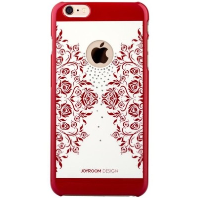 Apple iPhone 6s Plus JOYROOM Flower plastikinis baltas (raudonais apvadais) dėklas su kristalais / Priedai.lt