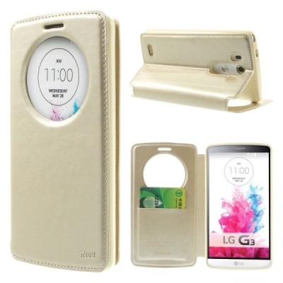 LG G3 D855 (D850, D851) Roar Noble ādas atvēramais zelta maciņš / Vacins.lv