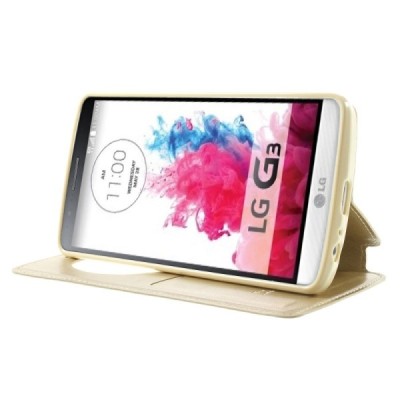 Roar Noble atverčiamas LG G3 D855 (D850, D851) auksinis odinis dėklas / Priedai.lt