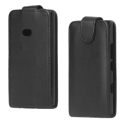 Atverčiamas juodas odinis Nokia Lumia 900 dėklas (dėkliukas) / Priedai.lt