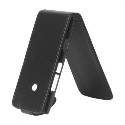 Atverčiamas juodas odinis Nokia Lumia 900 dėklas (dėkliukas) / Priedai.lt