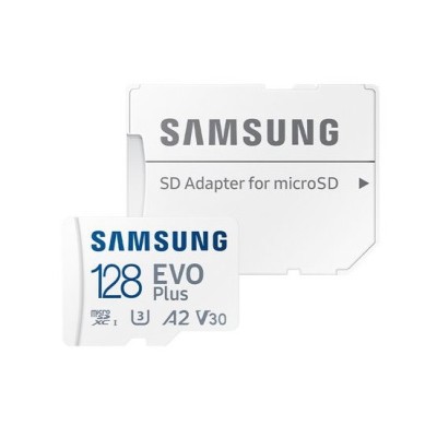 „Samsung“ Evo Plus MicroSD atminties kortelė 128 Gb, 10 Klasė U3, 4K HD Ultra su SD adapteriu / Priedai.lt