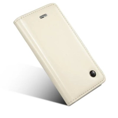 Apple iPhone 5 / 5s „CaseMe“ solīds atvēramais ādas balts maciņš - maks / Vacins.lv