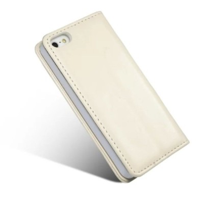 Apple iPhone 5 / 5s „CaseMe“ solīds atvēramais ādas balts maciņš - maks / Vacins.lv