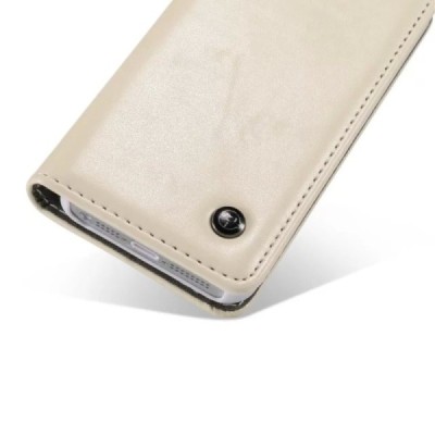 Apple iPhone 5 / 5s „CaseMe“ solīds atvēramais ādas balts maciņš - maks / Vacins.lv