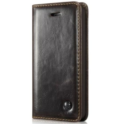 Apple iPhone 5 / 5s „CaseMe“ solīds atvēramais ādas brūns maciņš - maks / Vacins.lv
