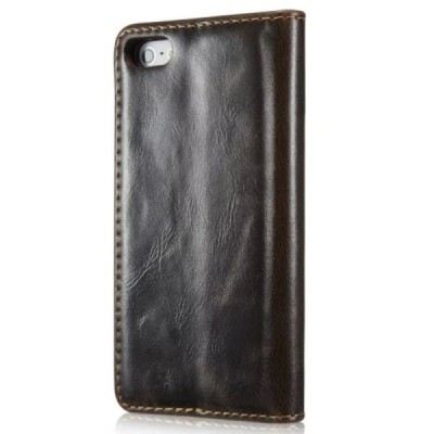 Apple iPhone 5 / 5s „CaseMe“ solīds atvēramais ādas brūns maciņš - maks / Vacins.lv