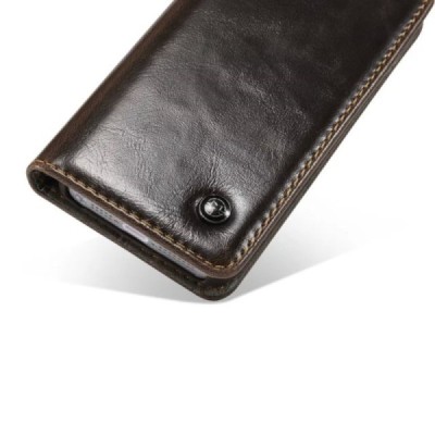 Apple iPhone 5 / 5s „CaseMe“ solīds atvēramais ādas brūns maciņš - maks / Vacins.lv
