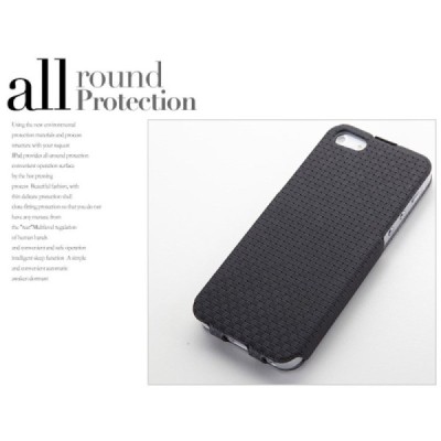 Apple iPhone 5s „Banpa“ Woven vertikāli atvērams ādas melns maciņš / Vacins.lv