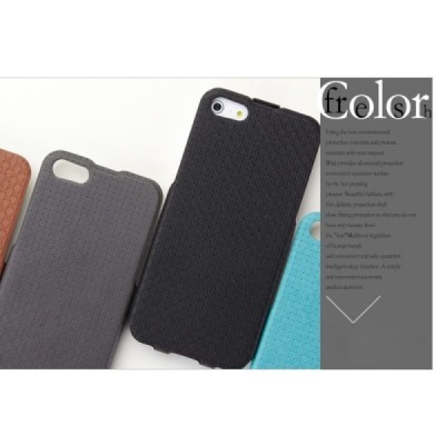Apple iPhone 5s „Banpa“ Woven vertikāli atvērams ādas melns maciņš / Vacins.lv