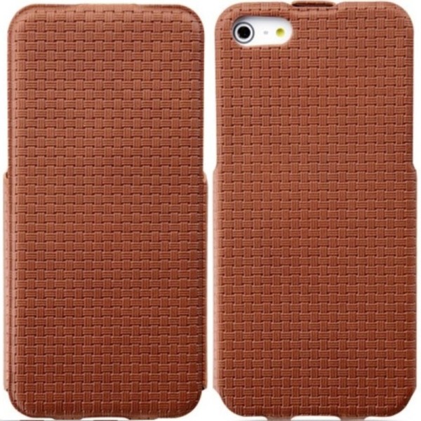 „Banpa“ Woven vertikāli atvēramais maciņš - brūns (iPhone 5 / 5S / SE 2016)