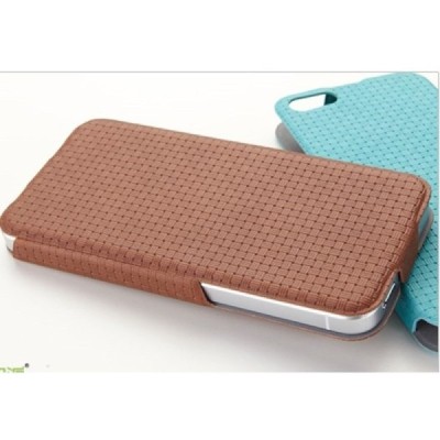 Apple iPhone 5s „Banpa“ Woven vertikāli atvērams ādas brūns maciņš / Vacins.lv