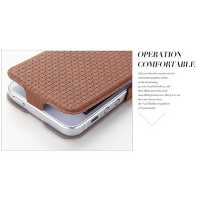 Apple iPhone 5s „Banpa“ Woven vertikāli atvērams ādas brūns maciņš / Vacins.lv