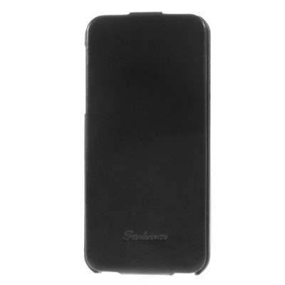 Apple iPhone 5s vertikāli atvērams ādas melns klasisks maciņš / Vacins.lv