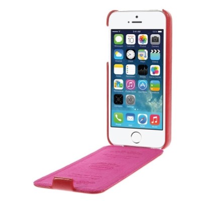 Apple iPhone 5s vertikāli atvērams ādas sarkans klasisks maciņš / Vacins.lv