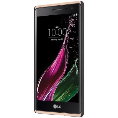 LG Zero (H650E) Nillkin Frosted Shield juodas plastikinis dėklas + apsauginė ekrano plėvelė / Priedai.lt