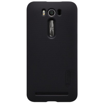 Asus Zenfone 2 Laser 5.0 (ZE500KL, ZE500KG) Nillkin Frosted Shield melns plastmasas apvalks + ekrāna aizsargplēve / Vacins.lv