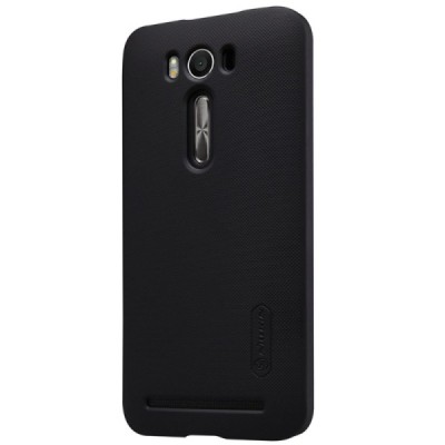 Asus Zenfone 2 Laser 5.0 (ZE500KL, ZE500KG) Nillkin Frosted Shield juodas plastikinis dėklas + apsauginė ekrano plėvelė / Prieda