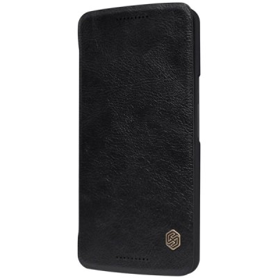 Greznais „Nillkin“ Qin sērijas ādas atvērams melns Motorola Moto X Play maciņš (maks) / Vacins.lv