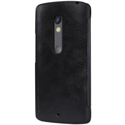 Greznais „Nillkin“ Qin sērijas ādas atvērams melns Motorola Moto X Play maciņš (maks) / Vacins.lv
