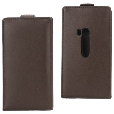 Nokia Lumia 920 klasisks ādas vertikāli atvēramais brūns maciņš / Vacins.lv