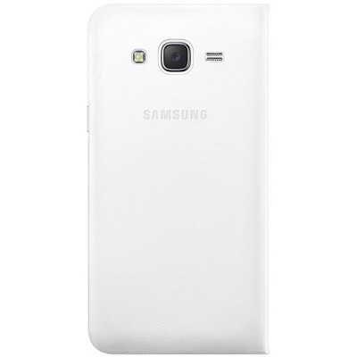 Samsung Galaxy J5 oficiāls Flip Wallet Cover atvērams balts ādas maciņš (maks) / Vacins.lv