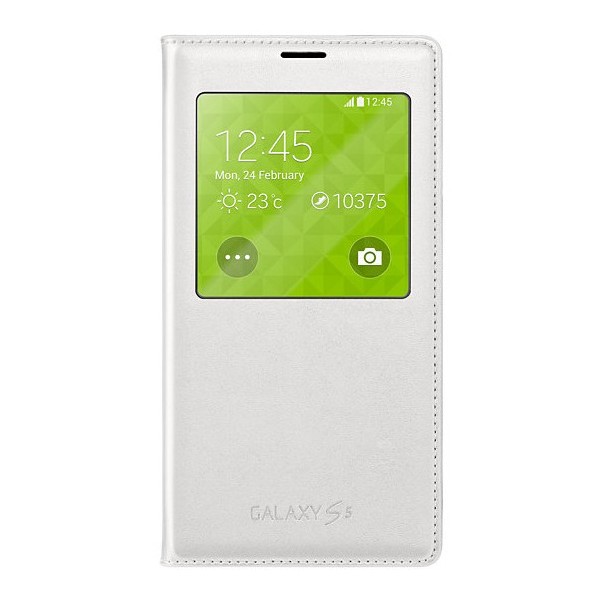 „Samsung“ S View Cover atvērams maciņš - balts (Galaxy S5 / S5 Neo)