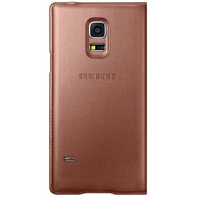 Samsung Galaxy S5 mini (G800) S View Cover atvērams zelta ādas maciņš (EF-CG800b) / Vacins.lv