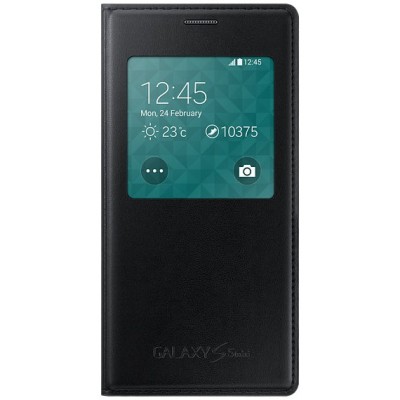 Samsung Galaxy S5 mini (G800) S View Cover atvērams melns ādas maciņš (EF-CG800b) / Vacins.lv