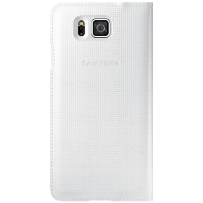 Samsung Galaxy Alpha (G850) S View Cover atverčiamas baltas odinis dėklas - knygutė (EF-CG850b) / Priedai.lt