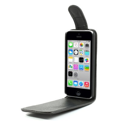 Odinis atverčiamas (vertikaliai) juodas Apple iPhone 5C dėklas (dėkliukas) / Priedai.lt