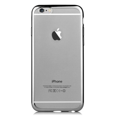 Apple iPhone 6 Plus (6s Plus) „Devia“ Glitter Case TPU silikoninis skaidrus permatomas itin plonas dėklas su juodu rėmeliu ir ap