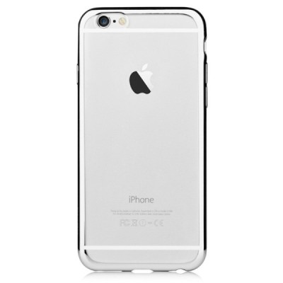 Apple iPhone 6s Plus elegants „Devia“ Glitter dzidrs (caurspīdīgs) silikona apvalks (apmales sudrabā krāsā) ar ekrāna aizsargsti