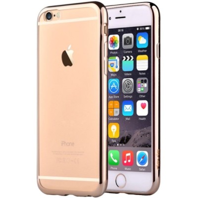 Apple iPhone 6s Plus elegants „Devia“ Glitter dzidrs (caurspīdīgs) silikona apvalks (apmales zeltā krāsā) ar ekrāna aizsargstikl