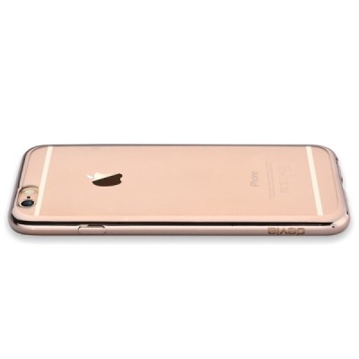 Apple iPhone 6 Plus (6s Plus) „Devia“ Glitter Case TPU silikoninis skaidrus permatomas itin plonas dėklas su auksiniu rėmeliu ir