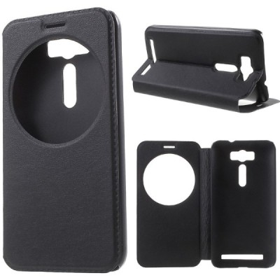 Asus Zenfone 2 Laser 5.0 (ZE500KL, ZE500KG) melns atvēramais View Window ādas maciņš / Vacins.lv