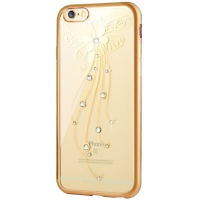 Apple iPhone 6s elegants „JLW“ Butterfly silikona TPU (apmales zeltā krāsā) dzidrs apvalks / Vacins.lv