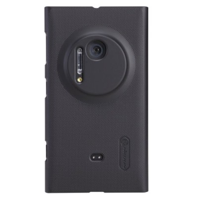 Nokia Lumia 1020 Nillkin Frosted Shield melns plastmasas futrālis + ekrāna aizsargplēve / Vacins.lv