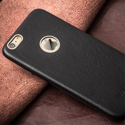 Apple iPhone 6s „QIALINO“ Slim Leather melns ādas apvalks / Vacins.lv