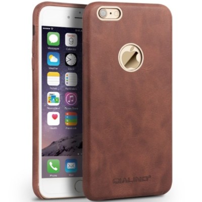 Apple iPhone 6s „QIALINO“ Slim Leather gaiši brūns ādas apvalks / Vacins.lv