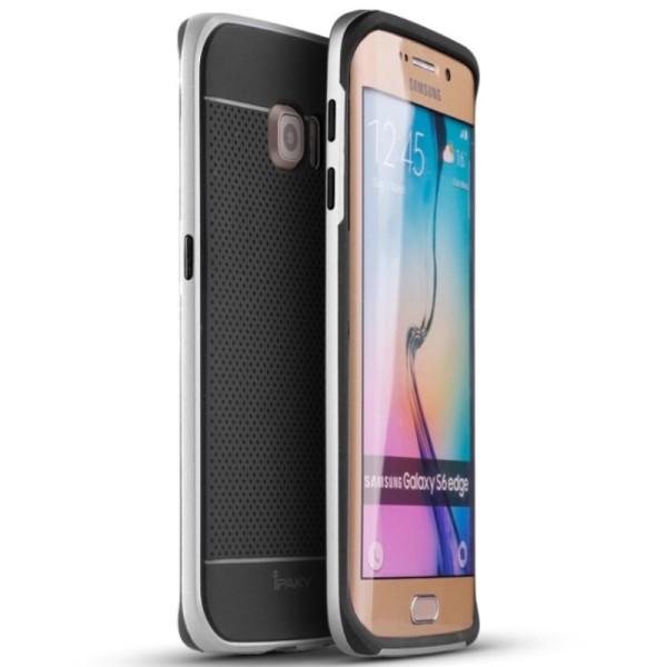 „IPAKY“ cieta silikona (TPU) apvalks - melns / sudrabs (Galaxy S6 Edge)