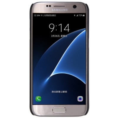 Samsung Galaxy S7 (G930) Nillkin Frosted Shield melns plastmasas apvalks / vacins.lv