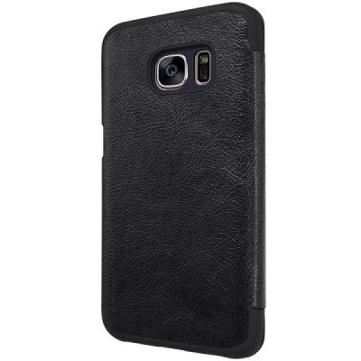 Prabangus „Nillkin“ Qin serijos juodas odinis atverčiamas Samsung Galaxy S7 (G930) dėklas / Priedai.lt