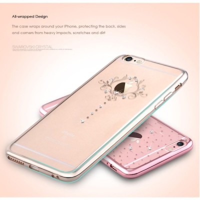Apple iPhone 6S Plus elegants Devia Iris Diamond dzidrs (caurspīdīgs) zelta silikona apvalks ar kristāliem / Vacins.lv