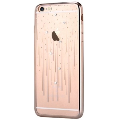 Apple iPhone 6S elegants Devia Meteor Diamond dzidrs (caurspīdīgs) zelta silikona apvalks ar kristāliem / Vacins.lv