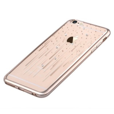 Apple iPhone 6S elegants Devia Meteor Diamond dzidrs (caurspīdīgs) zelta silikona apvalks ar kristāliem / Vacins.lv